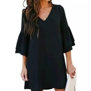 EUC Belongsci L Black Ruffle Sleeve Mini Dress